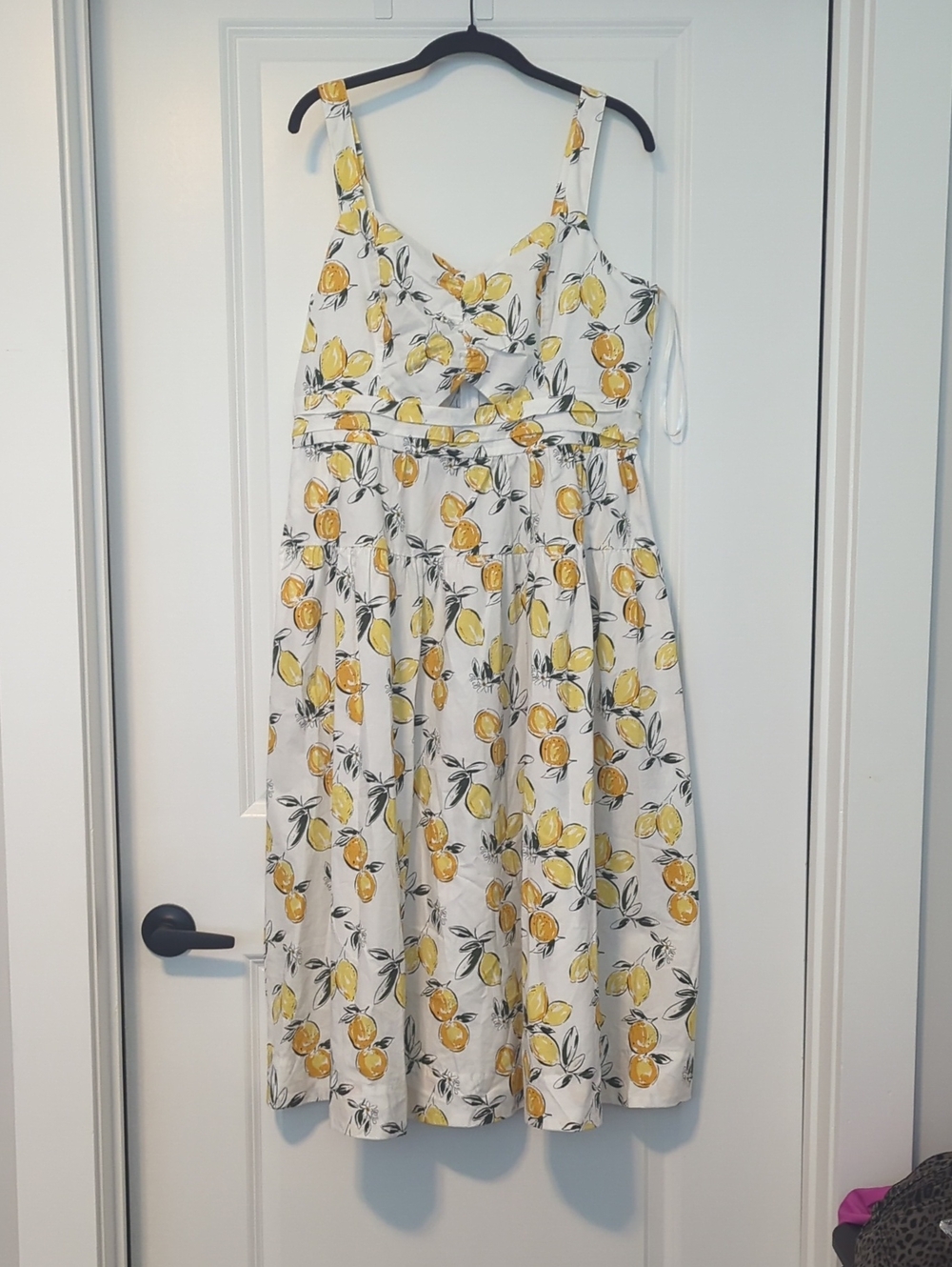Women's Lemon Print Maxi Dress - White & Yellow